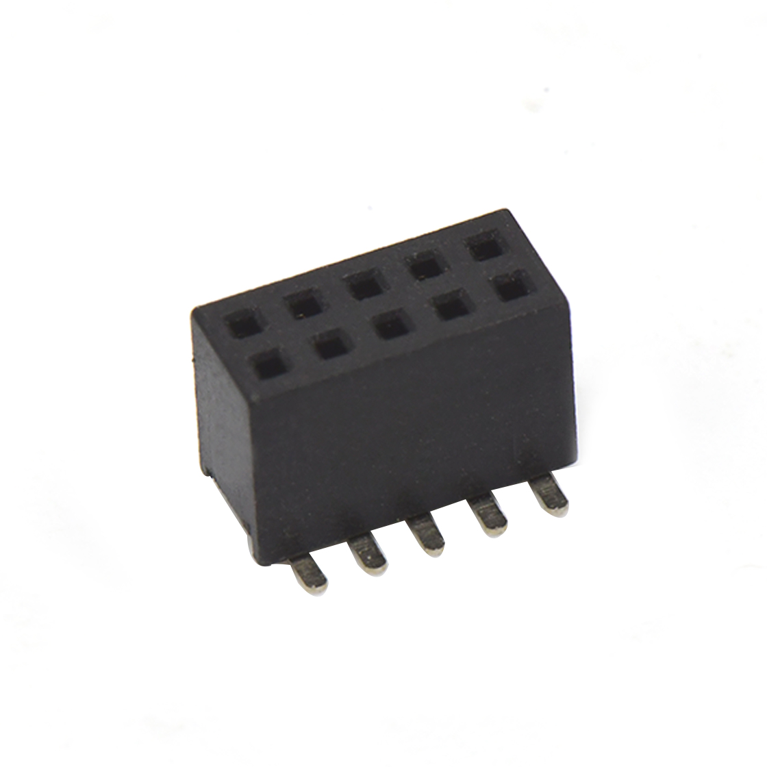 FH1276 排母连接器 Pitch 1.27mm 180° 双排 SMT+CAP 排母H4.3 W3.0 PC4.8 2X05Pin 黑色 PA9T，94V-0 镀全金G/F