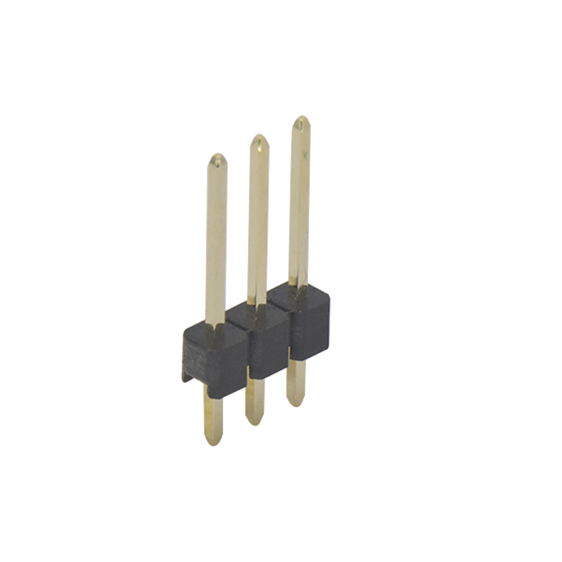 PH2541 排针连接器 Pitch 2.54mm 180° 单排 DIP 单塑排针 PA:7.5 PC:3.0 L=13.0 03Pin 黑色 PA9T，94V-0 镀全金G/F