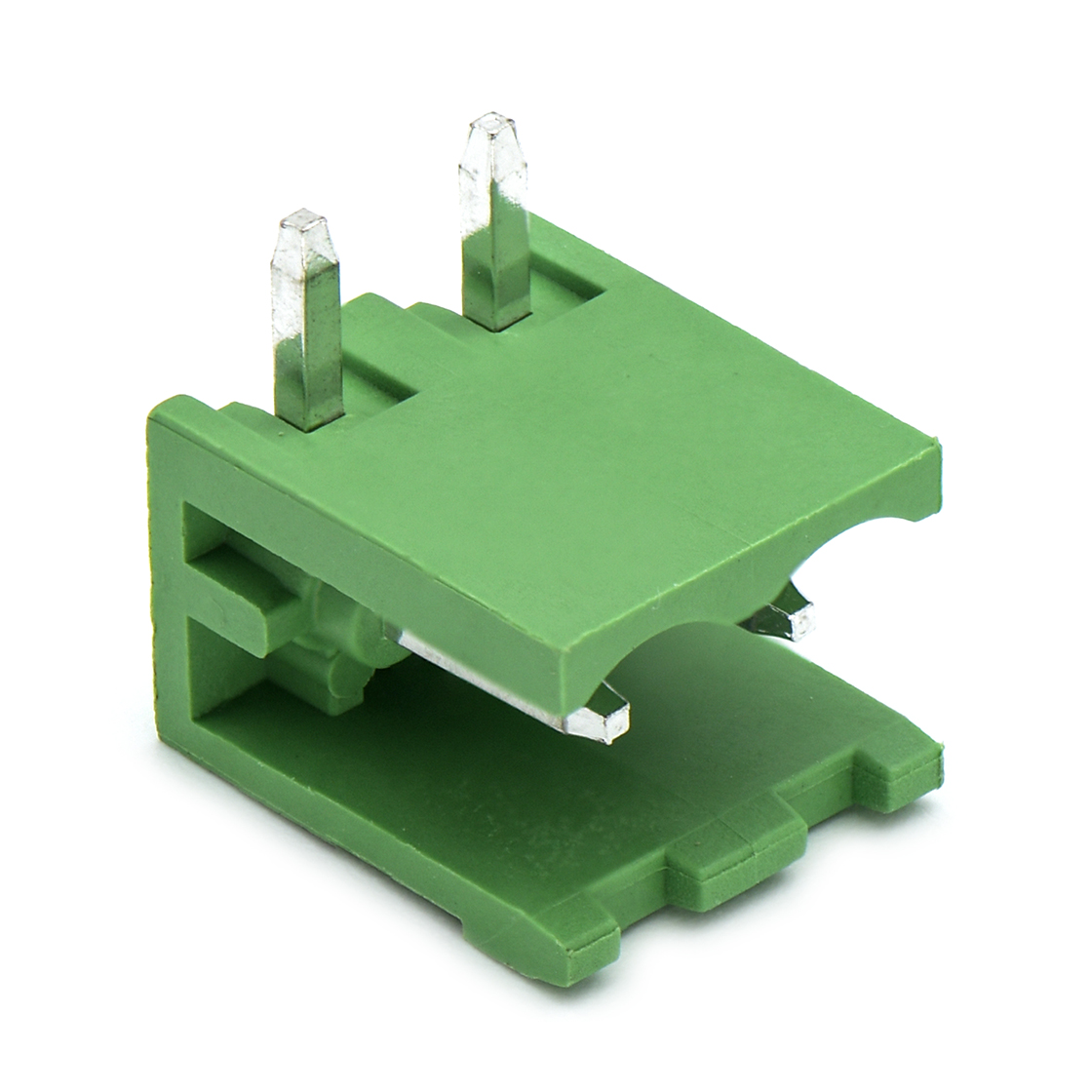 PCB插拔式接线端子2Pin 间距5.00mm 绿色插座 针脚90°