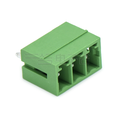 PCB封闭插拔式接线端子3Pin 间距3.81mm 绿色插座 针脚180°