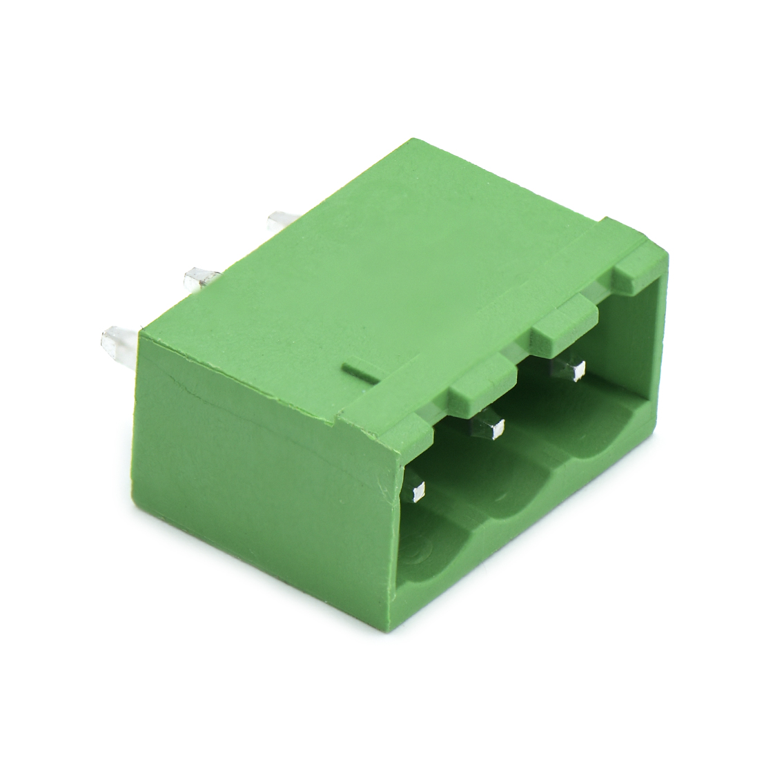 PCB封闭插拔式接线端子3Pin 间距5.08mm 绿色插座 针脚180°