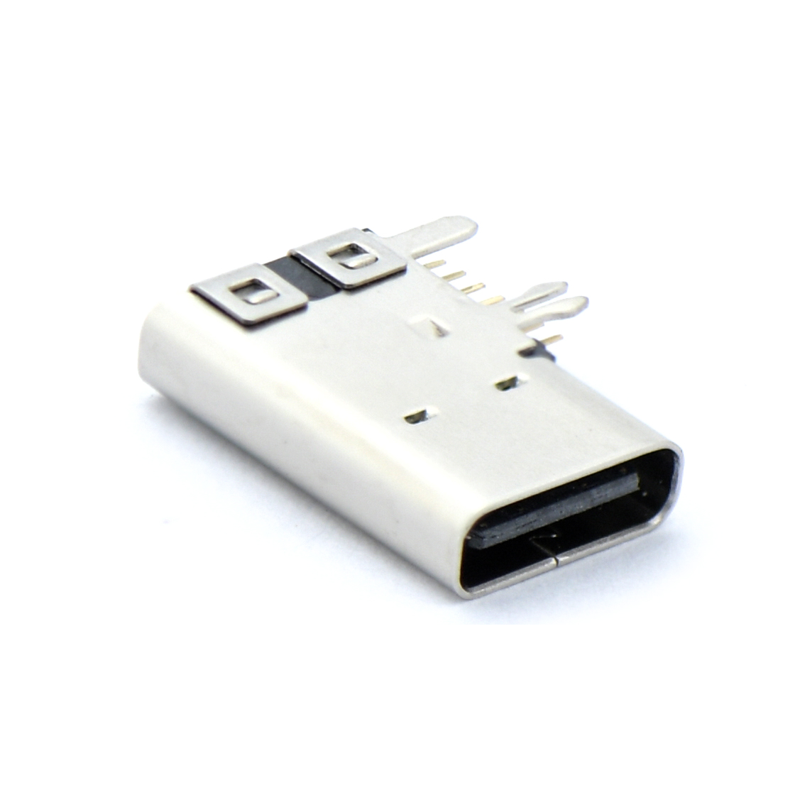 USB连接器Type-C 14P/F 侧插式 外壳四脚插板 带后盖