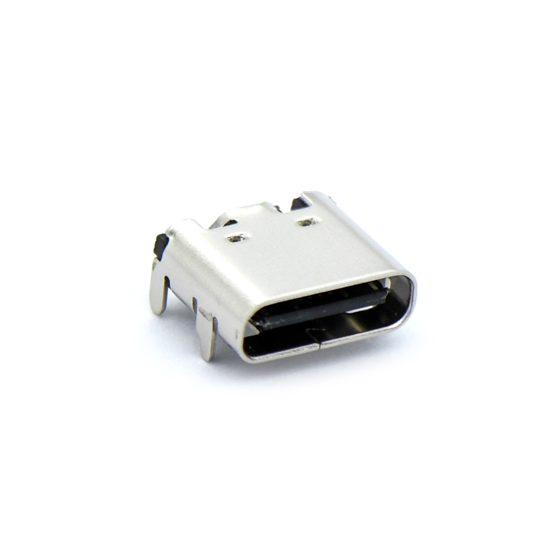 USB连接器Type-C 16P/F SMT 贴板式 外壳四脚插板 无弹 脚高0.9mm L=7.35mm