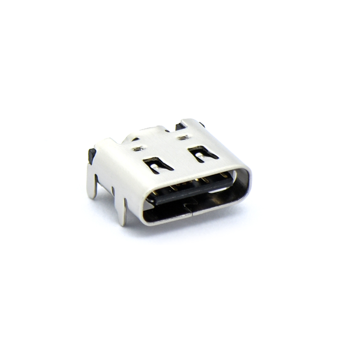 USB连接器Type-C 16P/F SMT 贴板式 外壳四脚插板 带弹 脚高0.9mm L=7.35mm