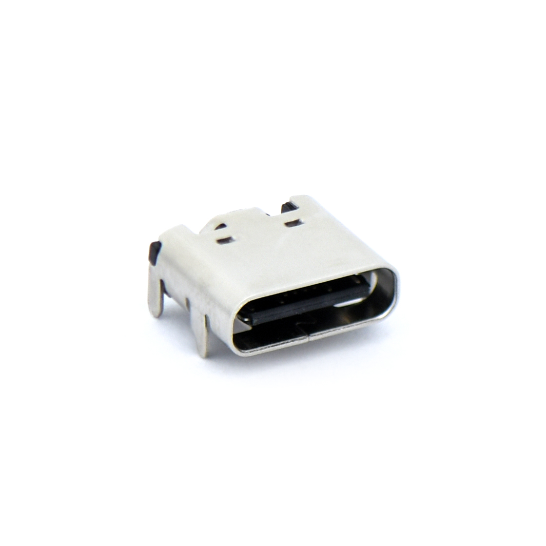 USB连接器Type-C 16P/F SMT 贴板式 外壳四脚插板 脚高0.9mm 无弹 L=7.35mm