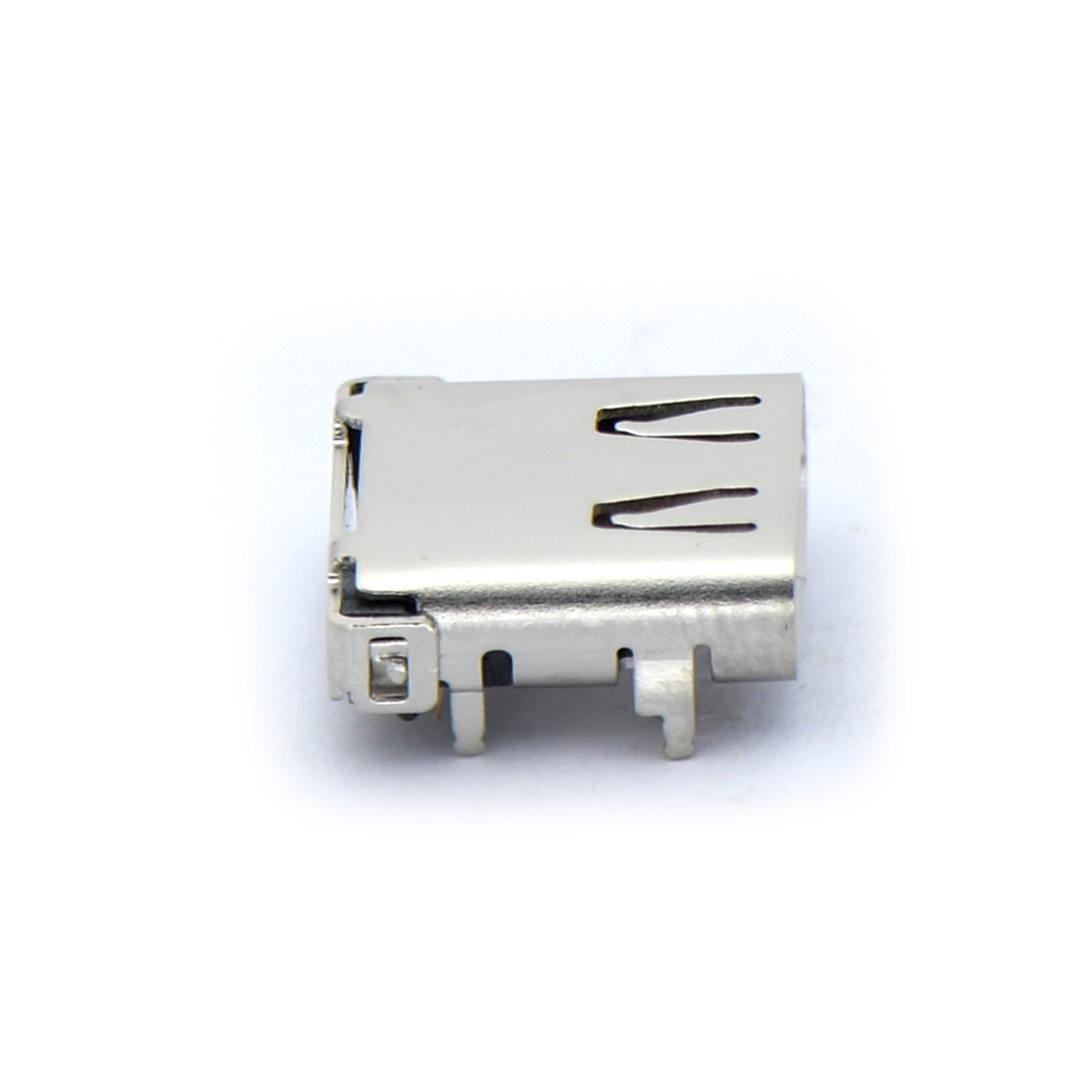 USB连接器Type-C 24P/F 前插后贴 外壳四脚插板 脚高1.20mm 有柱 无弹