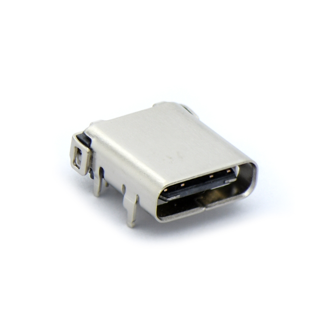 USB连接器Type-C 24P/F 前插后贴 外壳四脚插板 有缺口 脚高1.3mm 有柱 无弹