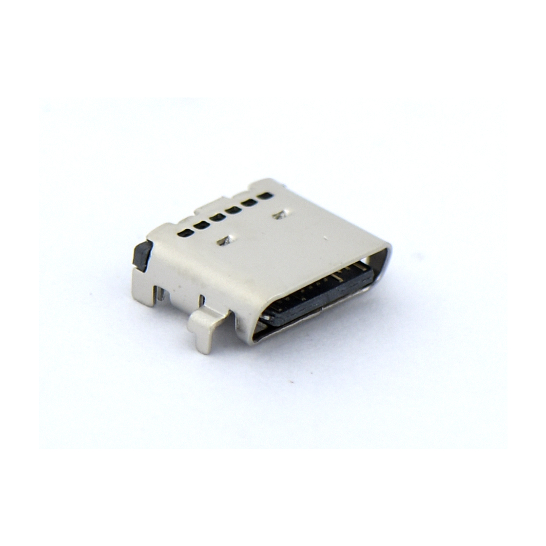 USB连接器Type-C 24P/F SMT 沉板0.8mm 外壳四脚插板 连接口切斜口 无弹 L=7.9mm