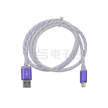 USB AM 对 MICRO USB 紫色 带灯