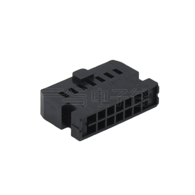 Pitch 2.54mm 两侧带凹槽 中间带凸 Housing无LOGO 2X7P 黑色 PBT，UL94V-0