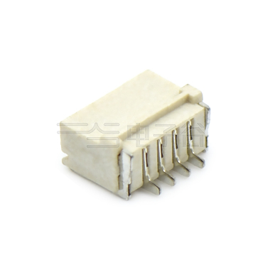 Pitch1.0mm 90°单排带扣卧贴 Wafer 4Pin 本色 镀亮锡