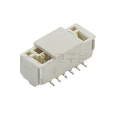 Pitch 1.25mm 180º 单排立贴 Wafer 6Pin 本色 亮锡