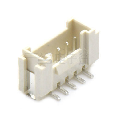 Pitch 2.0mm 180°HY单排立贴 Wafer 5pin 米黄色 PA10T,UL94V-0 镀亮锡