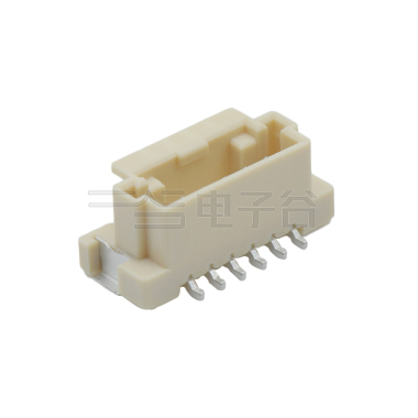 Pitch2.00mm 180°单排带扣立贴Wafer PA9T有卤 6Pin 本色 镀雾锡