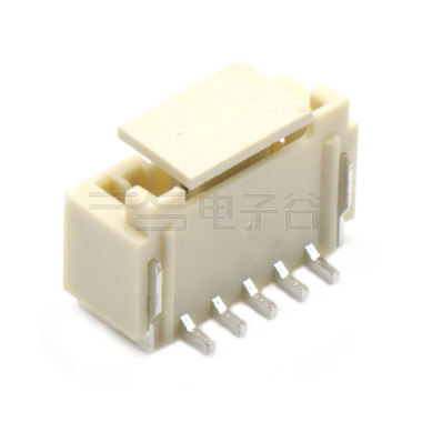 Pitch 2.0mm 180°PA单排立贴 Wafer 5pin 米黄色 PA10T,UL94V-0 镀亮锡