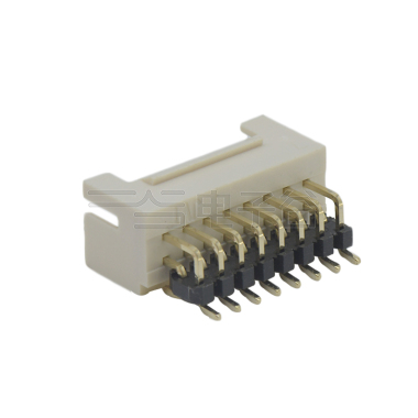 Pitch 2.0mm 90°双排带扣卧贴 无logo Wafer 2x8pin 米黄色 镀全金G/F