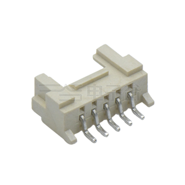 Pitch 2.0mm 90°单排卧贴 Wafer LCP 5pin 米黄色 镀亮锡