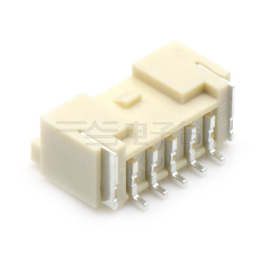Pitch 2.0mm 90°PA单排卧贴 Wafer 5pin 米黄色 PA10T,UL94V-0 镀亮锡