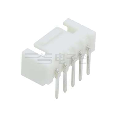 Pitch2.50mm 90°单排卧插带扣Wafer 5Pin 本色 镀亮锡