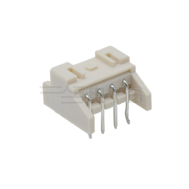 Pitch 2.50mm 90°单排卧插带扣打外K Wafer 4Pin 本色 镀亮锡 无LOGO
