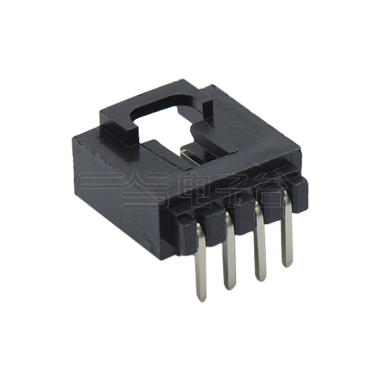 Pitch 2.54mm 90°DIP 卧插带扣 Wafer LCP 4Pin 黑色 镀全金Gold Flash
