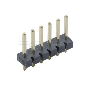 Pitch 3.96mm 180° 单排 DIP 排针 6Pin 黑色 LCP 镀雾锡