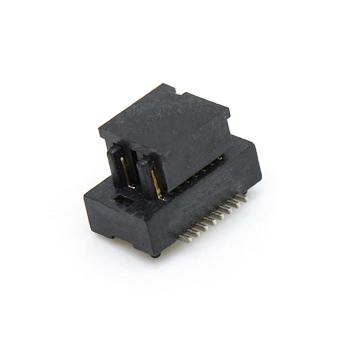 B0502板对板连接器Pitch 0.5 H2.0mm双槽双排 SMT型公座 16Pin黑色 Gold flash