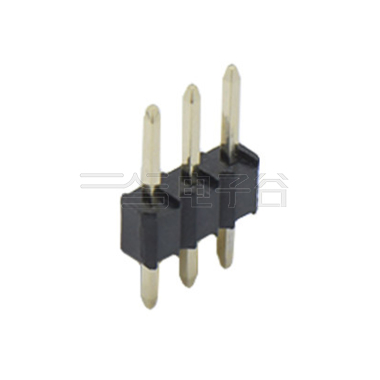 Pitch 2.00mm 180° 单排 DIP 单塑排针 L=8.8 03Pin 黑色 镀全金G/F