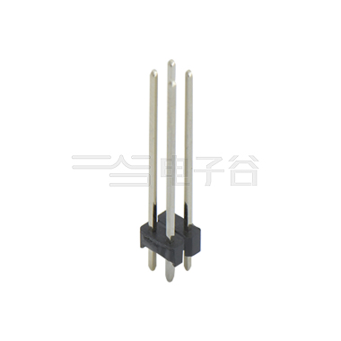 Pitch 2.00mm 180° 双排 DIP 单塑排针 L=12.6 2X02Pin 黑色 镀全金G/F