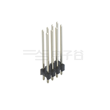 Pitch 2.00mm 180° 双排 DIP 单塑排针 L=12.6 2X04Pin 黑色 镀全金G/F