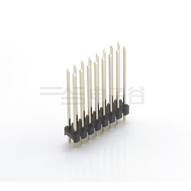 Pitch 2.00mm 180° 双排 DIP 单塑排针 L=12.6 2X08Pin 黑色 镀全金G/F
