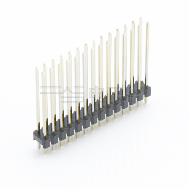 Pitch 2.00mm 180° 双排 DIP 单塑排针 L=12.6 2X14Pin 黑色 镀全金G/F