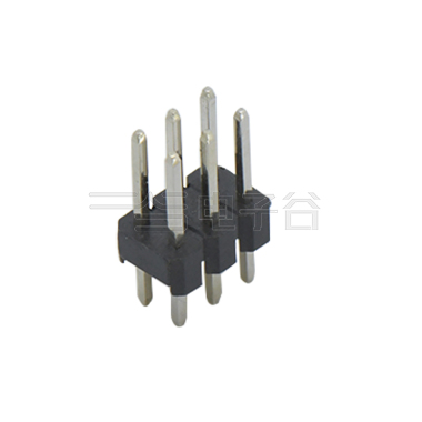 Pitch 2.00mm 180° 双排 DIP 单塑排针 L=8.1 2X03Pin 黑色 镀全金G/F