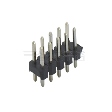 Pitch 2.00mm 180° 双排 DIP 单塑排针 L=8.1 2X05Pin 黑色 镀全金G/F