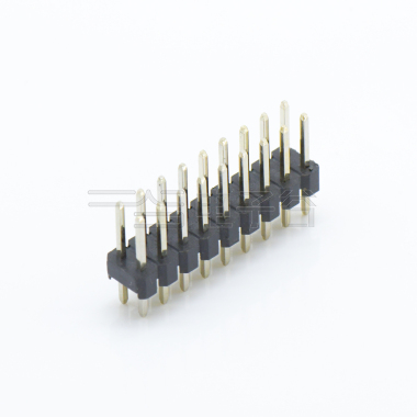 Pitch 2.00mm 180° 双排 DIP 单塑排针 L=8.1 2X09Pin 黑色 镀全金G/F