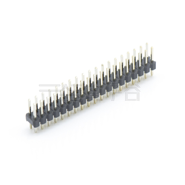 Pitch 2.00mm 180° 双排 DIP 单塑排针 L=8.1 2X19Pin 黑色 镀全金G/F