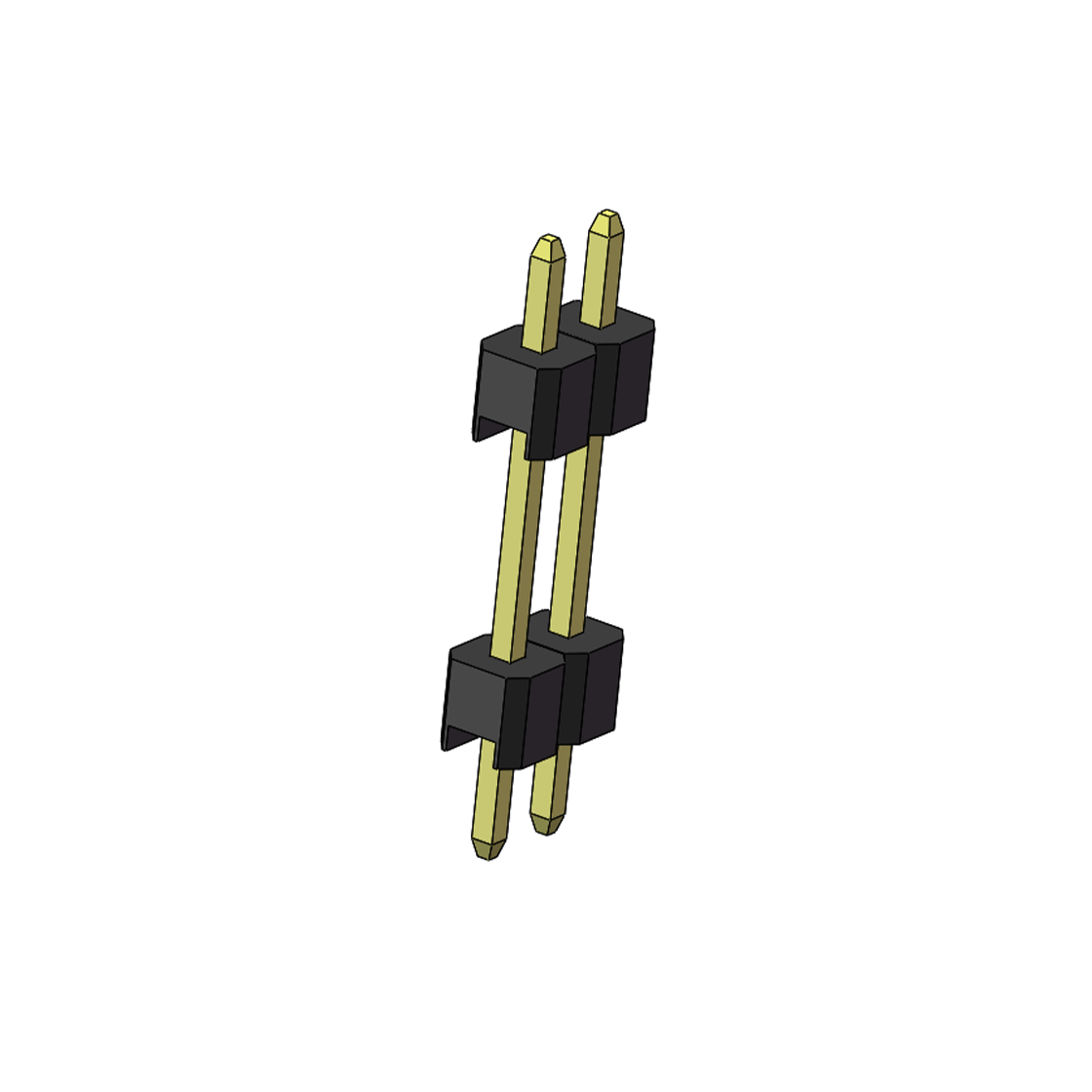 PH2541 排针连接器 Pitch 2.54mm 180° 单排 DIP 雙塑排针 （3/11/3）L=17MM 1X02Pin PA6T，94V-0 黑色 Brass 镀全金G/F