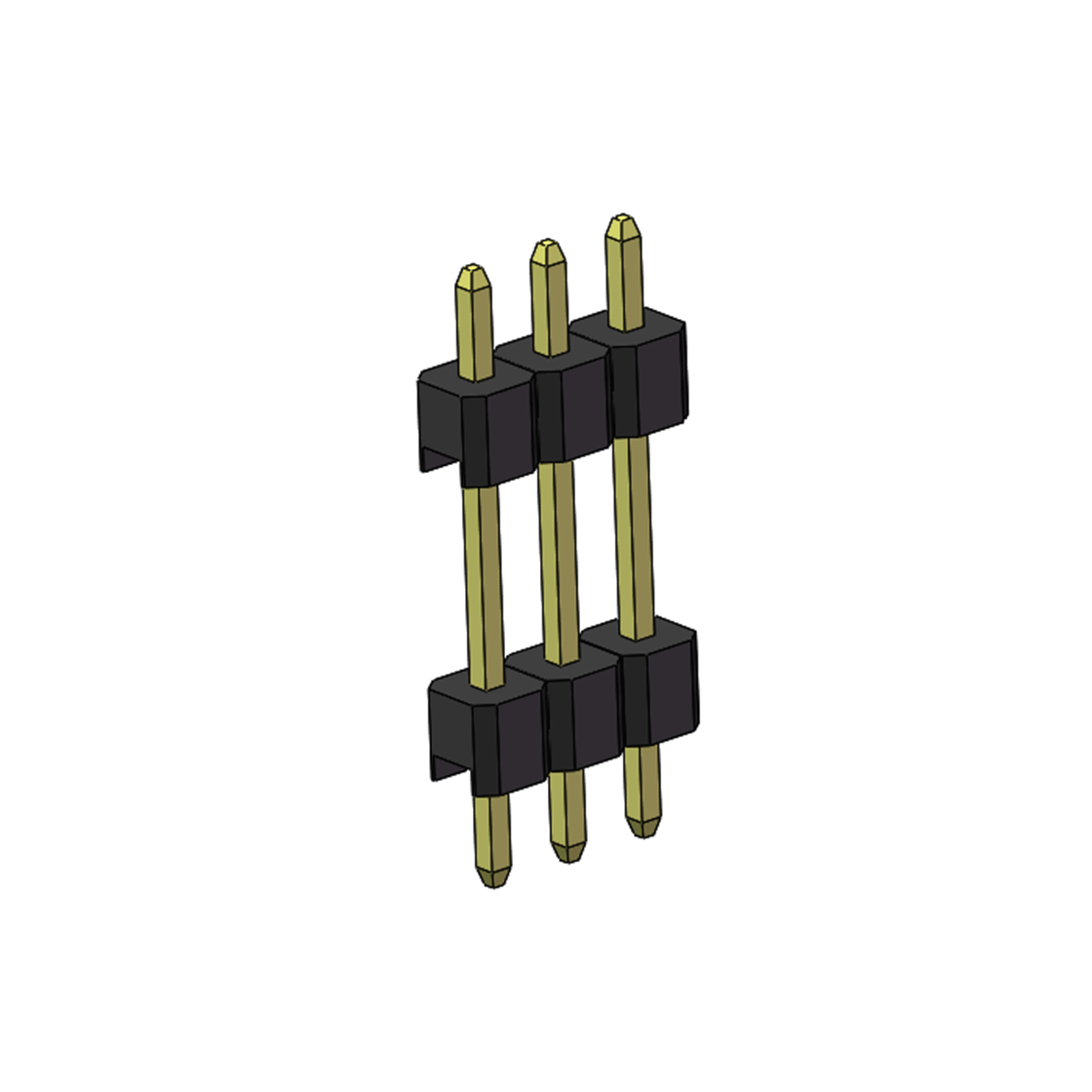 PH2541 排针连接器 Pitch 2.54mm 180° 单排 DIP 雙塑排针 （3/11/3）L=17MM 1X03Pin PA6T，94V-0 黑色 Brass 镀全金G/F