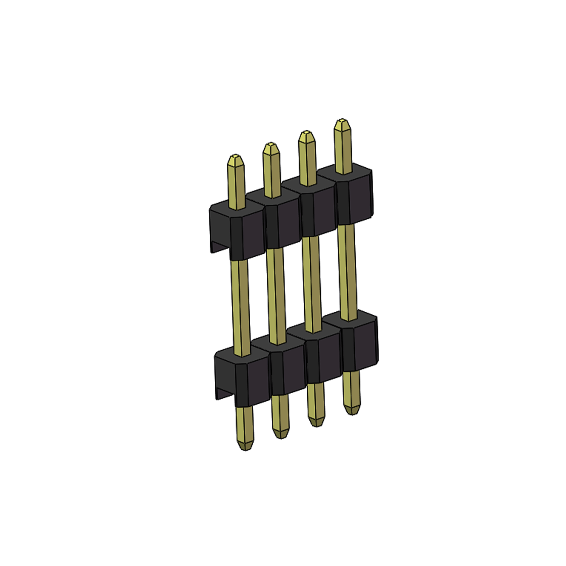PH2541 排针连接器 Pitch 2.54mm 180° 单排 DIP 雙塑排针 （3/11/3）L=17MM 1X04Pin PA6T，94V-0 黑色 Brass 镀全金G/F