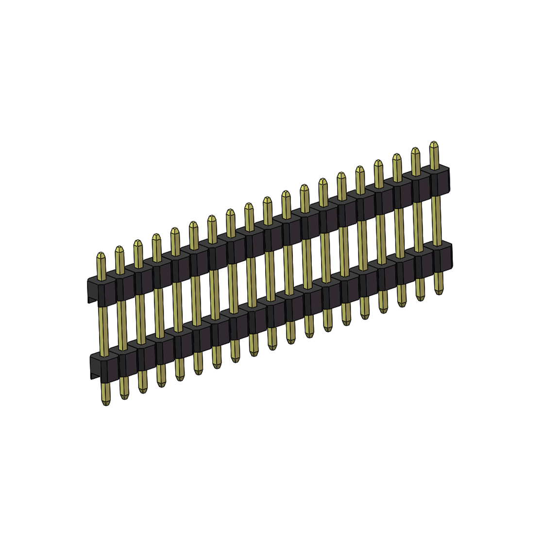 PH2541 排针连接器 Pitch 2.54mm 180° 单排 DIP 雙塑排针 （3/11/3）L=17MM 1X19Pin PA6T，94V-0 黑色 Brass 镀全金G/F