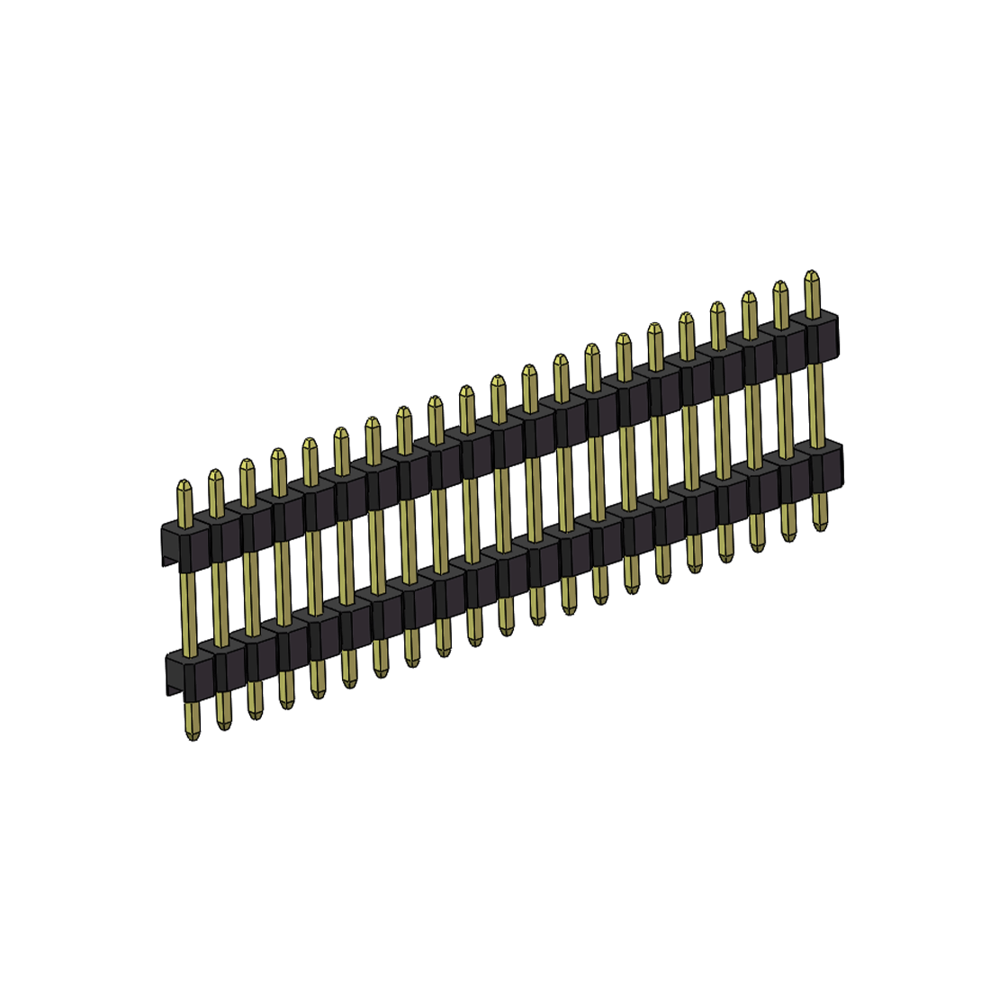 PH2541 排针连接器 Pitch 2.54mm 180° 单排 DIP 雙塑排针 （3/11/3）L=17MM 1X21Pin PA6T，94V-0 黑色 Brass 镀全金G/F