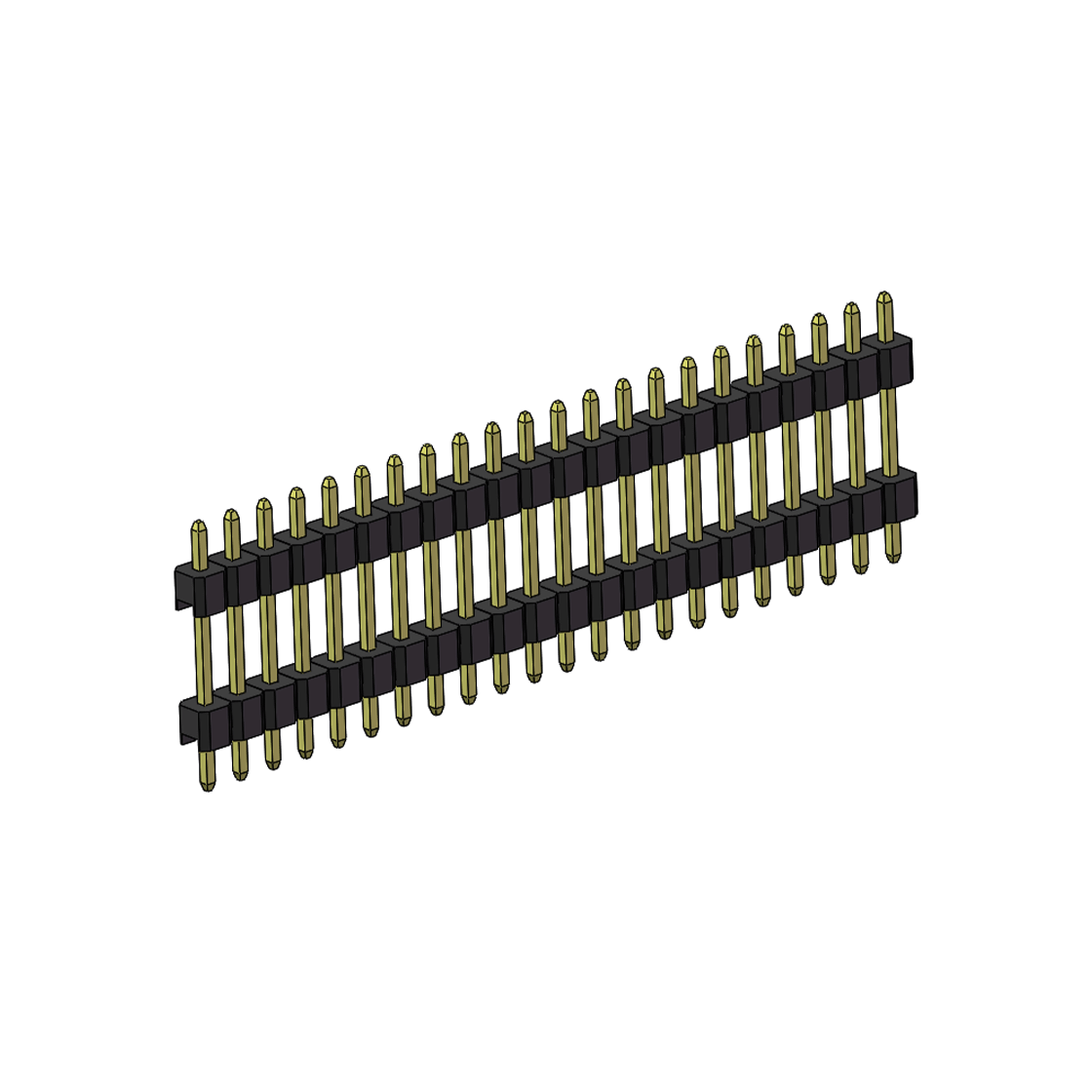 PH2541 排针连接器 Pitch 2.54mm 180° 单排 DIP 雙塑排针 （3/11/3）L=17MM 1X22Pin PA6T，94V-0 黑色 Brass 镀全金G/F