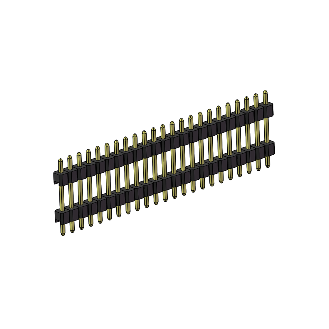 PH2541 排针连接器 Pitch 2.54mm 180° 单排 DIP 雙塑排针 （3/11/3）L=17MM 1X23Pin PA6T，94V-0 黑色 Brass 镀全金G/F