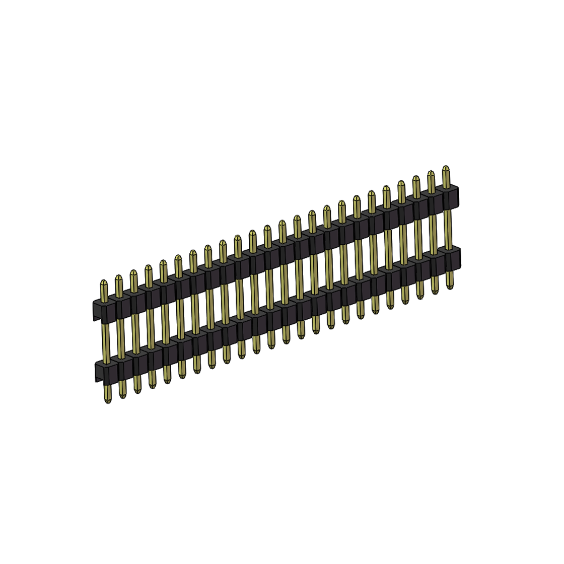 PH2541 排针连接器 Pitch 2.54mm 180° 单排 DIP 雙塑排针 （3/11/3）L=17MM 1X24Pin PA6T，94V-0 黑色 Brass 镀全金G/F