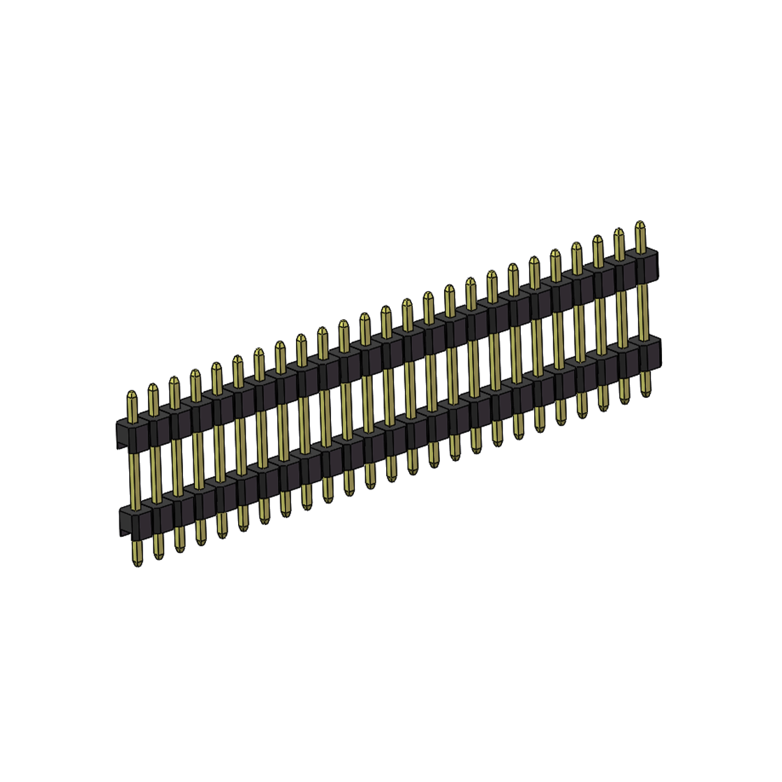 PH2541 排针连接器 Pitch 2.54mm 180° 单排 DIP 雙塑排针 （3/11/3）L=17MM 1X25Pin PA6T，94V-0 黑色 Brass 镀全金G/F