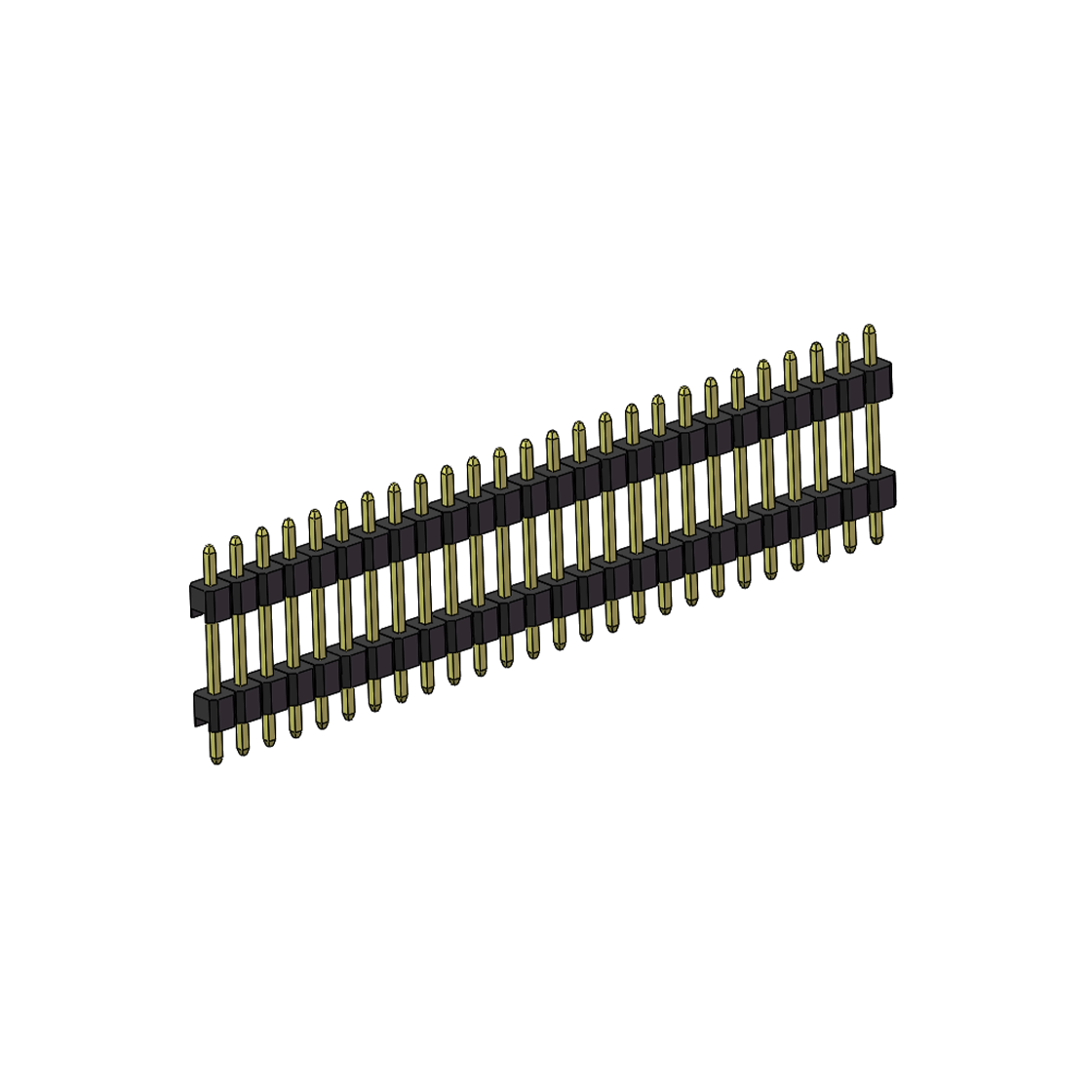 PH2541 排针连接器 Pitch 2.54mm 180° 单排 DIP 雙塑排针 （3/11/3）L=17MM 1X26Pin PA6T，94V-0 黑色 Brass 镀全金G/F