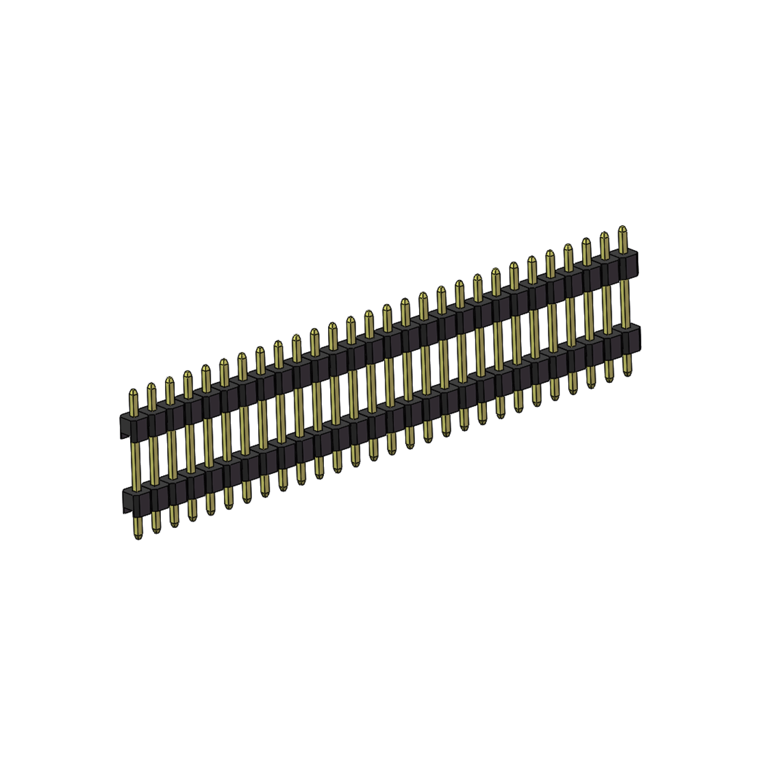 PH2541 排针连接器 Pitch 2.54mm 180° 单排 DIP 雙塑排针 （3/11/3）L=17MM 1X28Pin PA6T，94V-0 黑色 Brass 镀全金G/F