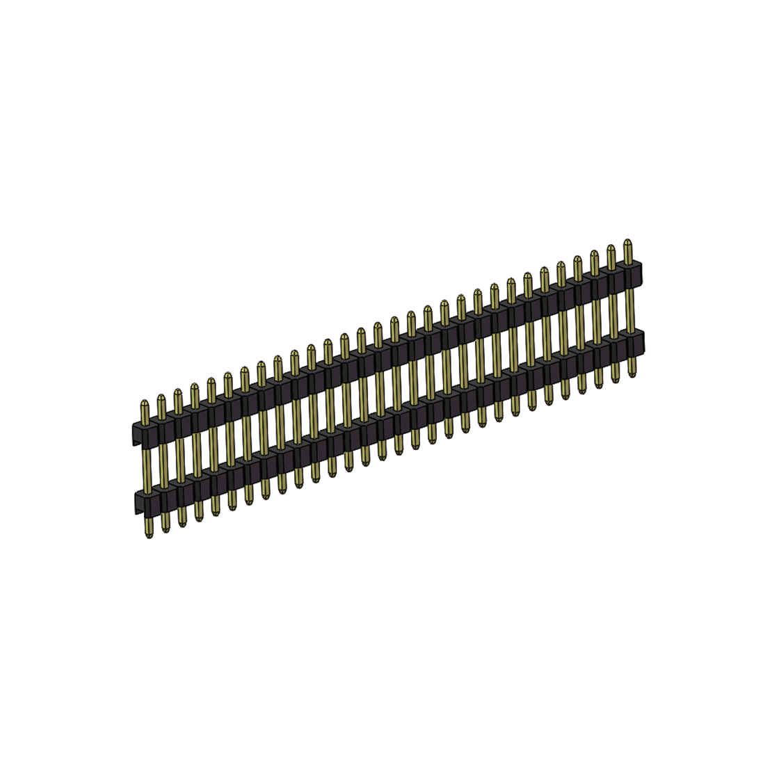 PH2541 排针连接器 Pitch 2.54mm 180° 单排 DIP 雙塑排针 （3/11/3）L=17MM 1X30Pin PA6T，94V-0 黑色 Brass 镀全金G/F