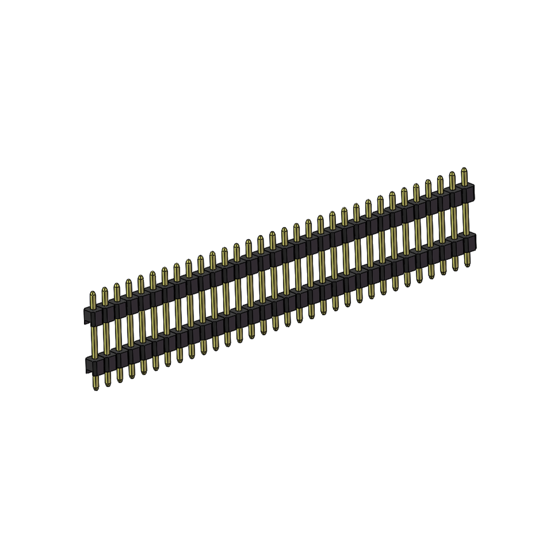 PH2541 排针连接器 Pitch 2.54mm 180° 单排 DIP 雙塑排针 （3/11/3）L=17MM 1X32Pin PA6T，94V-0 黑色 Brass 镀全金G/F