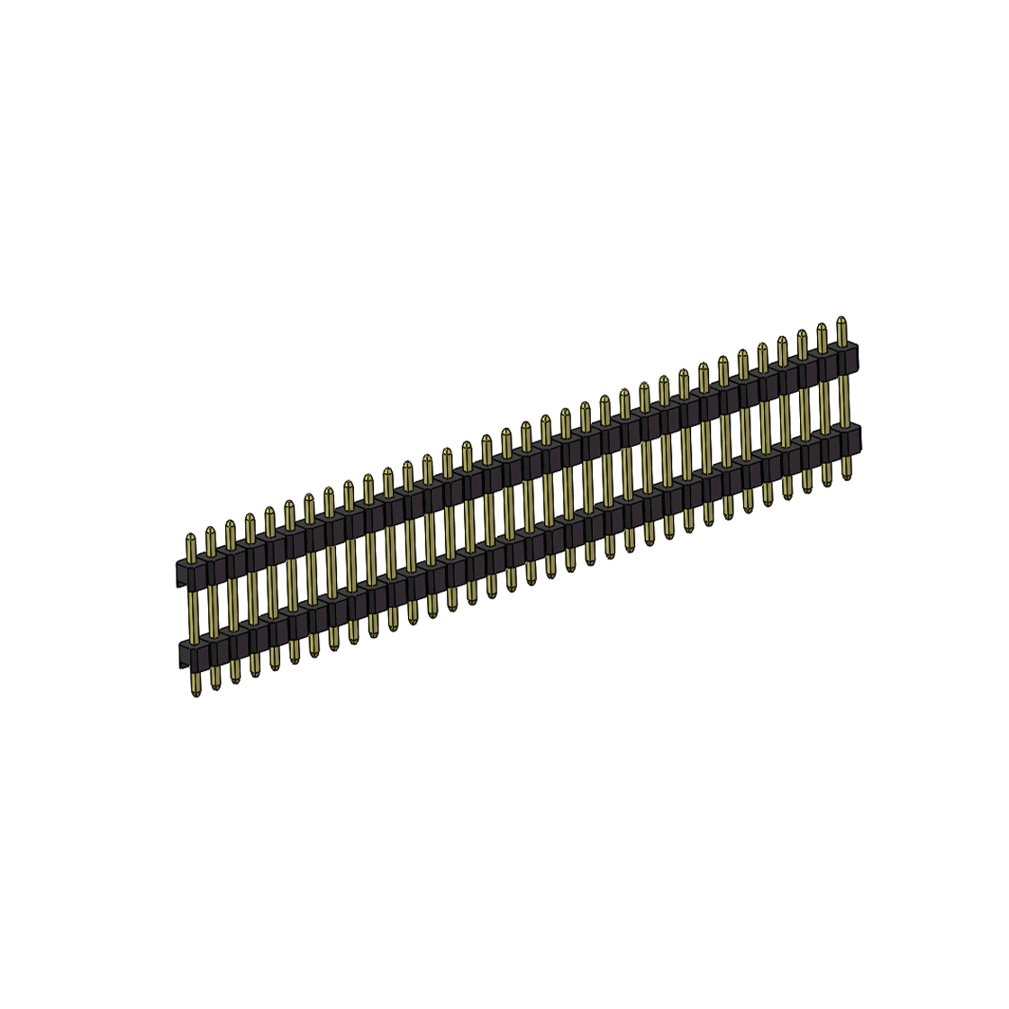 PH2541 排针连接器 Pitch 2.54mm 180° 单排 DIP 雙塑排针 （3/11/3）L=17MM 1X34Pin PA6T，94V-0 黑色 Brass 镀全金G/F